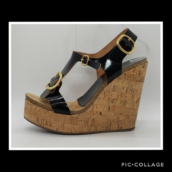 Pedro Garcia Platform Cork Wedge Sandals Size 8 - Picture 5 of 11
